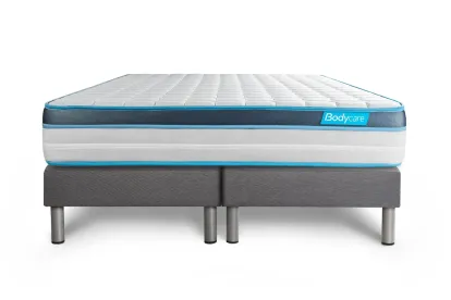 Ensemble Matelas Sommier 200x200 cm - 2 Sommiers Gris - Perform