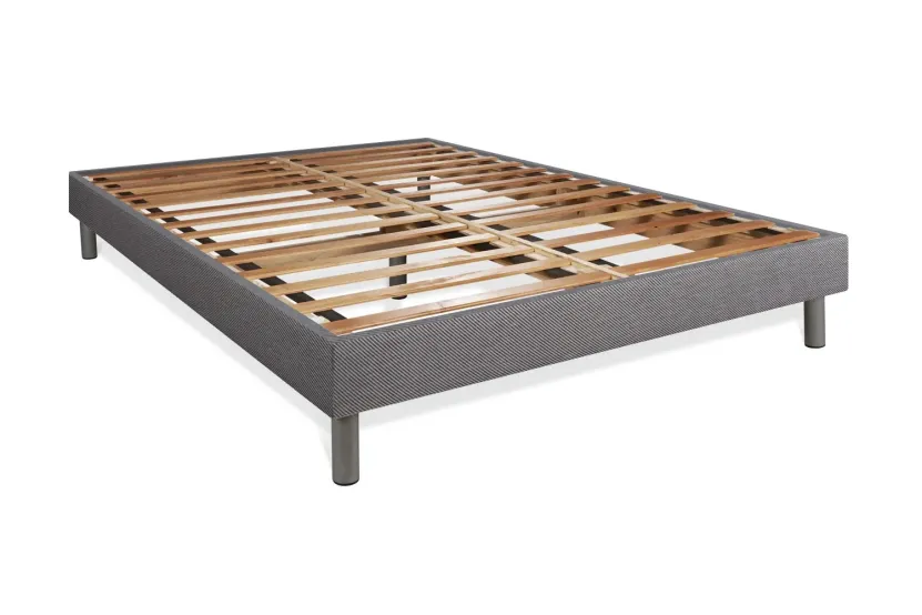 Pack lit complet 180x200 cm - Matelas + Sommier Gris (en kit) + 2 oreillers + Couette - Biocare