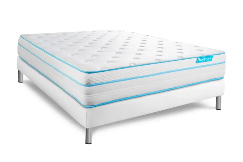 Ensemble Matelas Sommier 140x200 cm - Sommier Blanc (déjà monté) - Bodyzone+