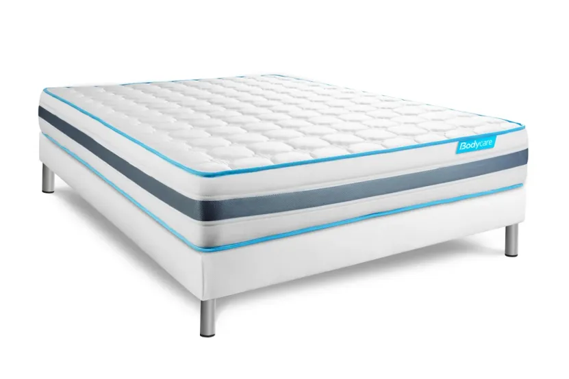 Ensemble Matelas Sommier 200x200 cm - Sommier Blanc (en kit) - BodyFlex