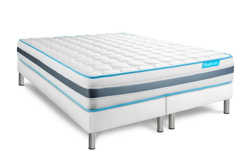 Ensemble Matelas Sommier 160x200 cm - 2 Sommiers Blanc - Bodyzone