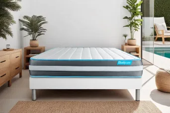 Ensemble Matelas Sommier 160x200 cm - Sommier Blanc (déjà monté) - Bodyform