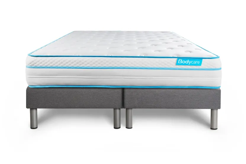 Ensemble Matelas Sommier 200x200 cm - 2 Sommiers Gris - Bodyzone+