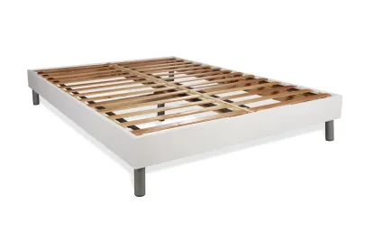 Pack lit complet 200x200 cm - Matelas + Sommier Blanc (en kit) + 2 oreillers + Couette - BodyFlex
