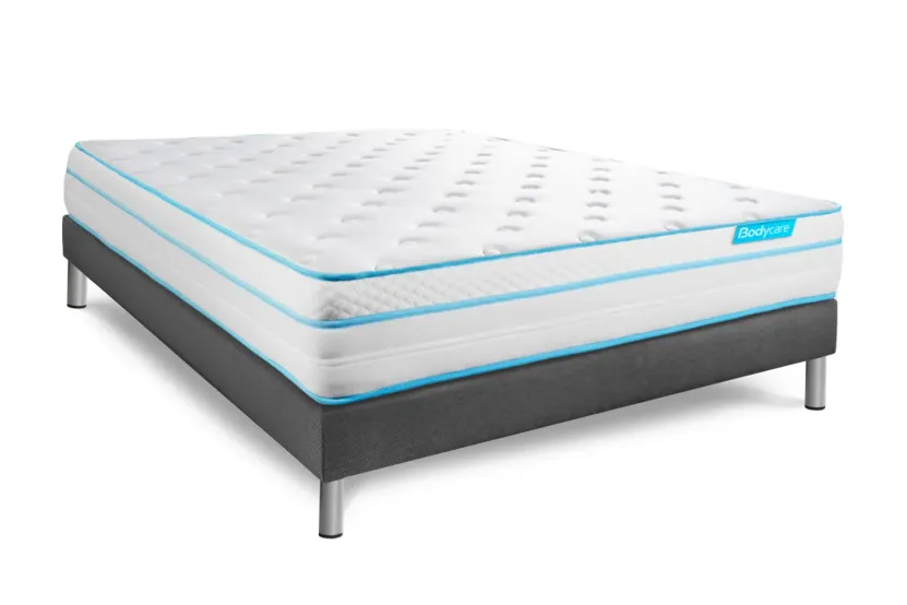 Ensemble Matelas Sommier 140x200 cm - Sommier Gris (en kit) - BodyMax