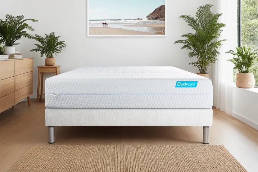 Ensemble Matelas Sommier 160x200 cm - Sommier Blanc (déjà monté) - Biocare