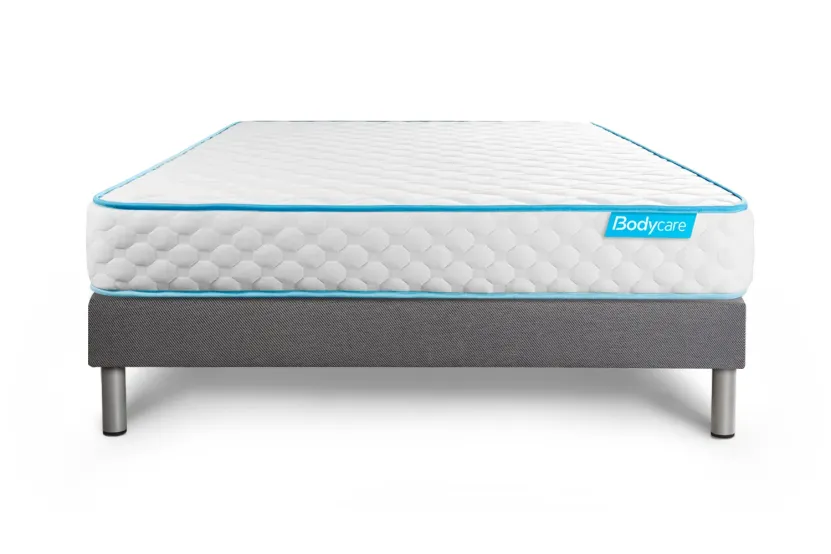 Ensemble Matelas Sommier 160x200 cm - Sommier Gris (déjà monté) - Bodyone