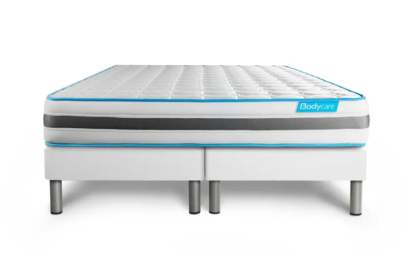 Ensemble Matelas Sommier 200x200 cm - 2 Sommiers Blanc - Bodyzone