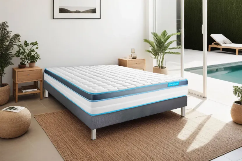 Ensemble Matelas Sommier 140x190 cm - Sommier Gris (déjà monté) - Perform