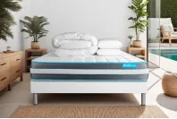 Pack lit complet 200x200 cm - Matelas + Sommier Blanc (en kit) + 2 oreillers + Couette - Bodyform Pack lit complet 200x200 cm - Matelas + Sommier Blanc (en kit) + 2 oreillers + Couette - Bodyform