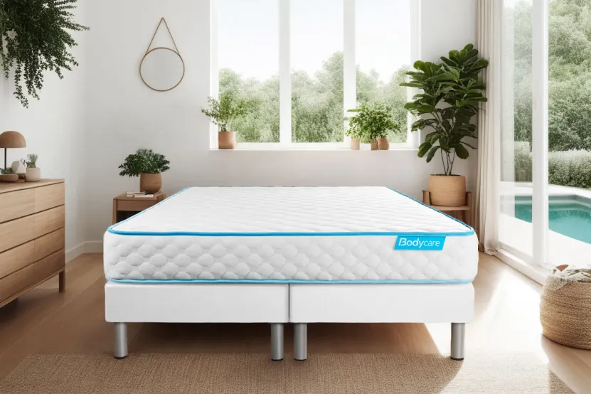 Ensemble Matelas Sommier 200x200 cm - 2 Sommiers Blanc - Bodyone