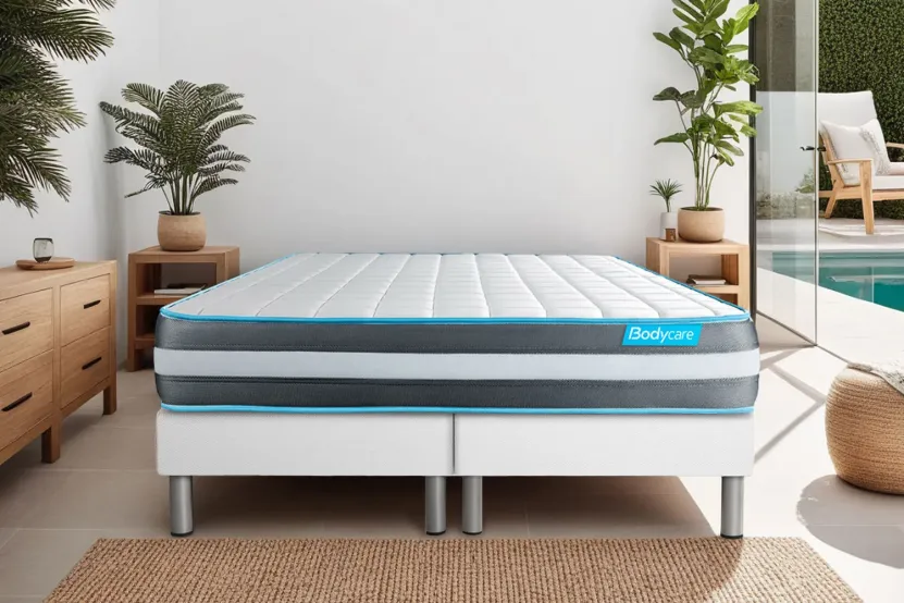 Ensemble Matelas Sommier 200x200 cm - 2 Sommiers Blanc - Bodyform