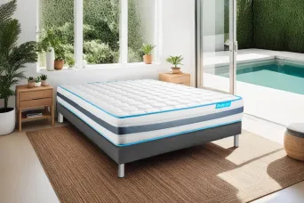 Ensemble Matelas Sommier 140x200 cm - Sommier Gris (déjà monté) - Bodyzone