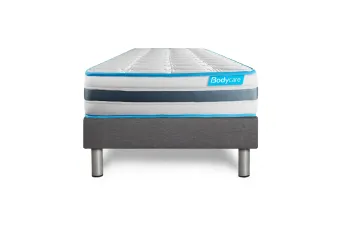 Ensemble Matelas Sommier 90x200 cm - Sommier Gris (en kit) - BodyFlex