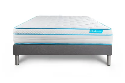 Ensemble Matelas Sommier 160x200 cm - Sommier Gris (déjà monté) - Bodyzone+