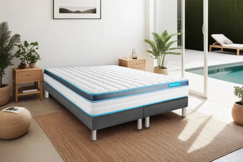 Ensemble Matelas Sommier 160x200 cm - 2 Sommiers Gris - Perform