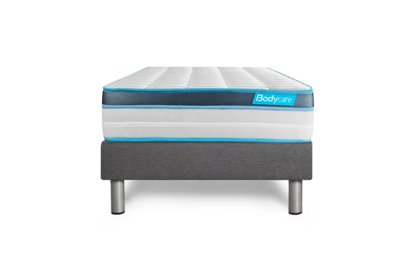 Ensemble Matelas Sommier 90x200 cm - Sommier Gris (déjà monté) - Perform