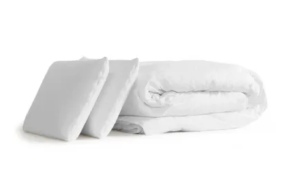 Pack lit complet 160x200 cm - Matelas + 2 Sommiers Gris + 2 oreillers + Couette - Bodyzone