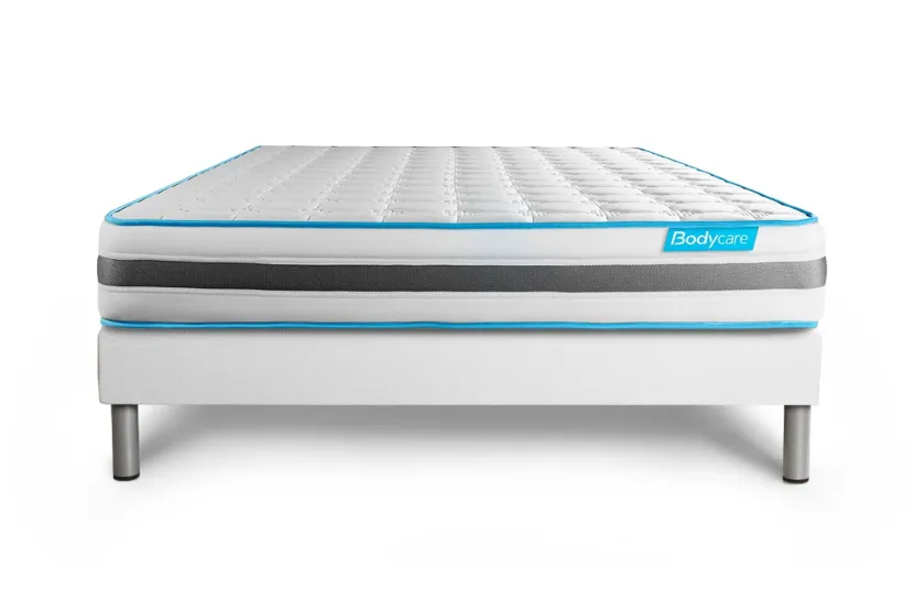 Ensemble Matelas Sommier 140x190 cm - Sommier Blanc (déjà monté) - Bodyzone