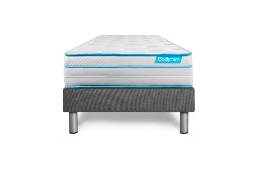 Ensemble Matelas Sommier 90x200 cm - Sommier Gris (en kit) - BodyMax