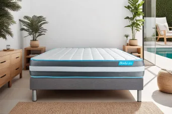 Ensemble Matelas Sommier 140x200 cm - Sommier Gris (déjà monté) - Bodyform