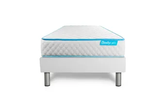 Ensemble Matelas Sommier 90x190 cm - Sommier Blanc (déjà monté) - Bodyone